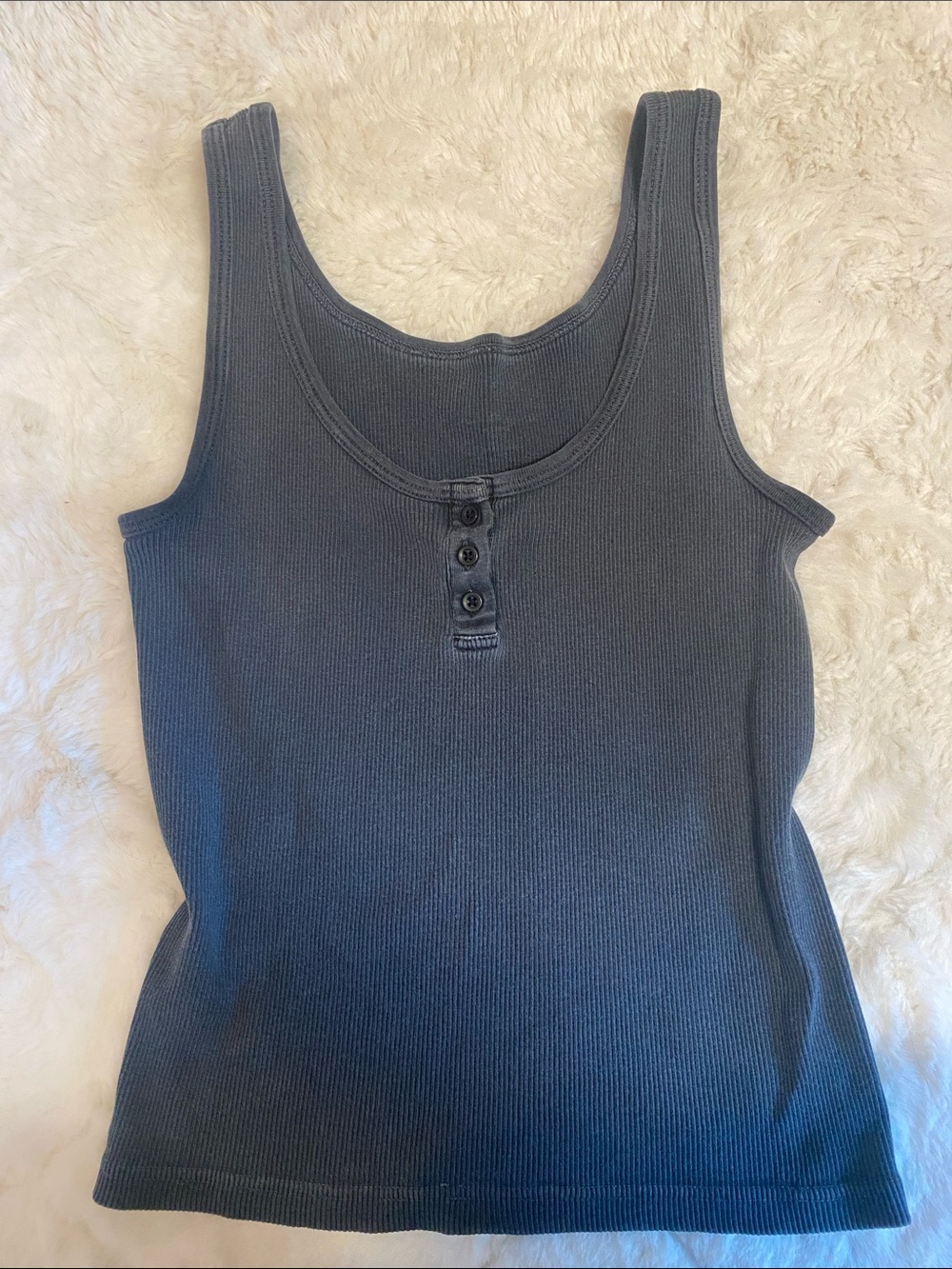 Brandy Melville Ribbed Scoop Tank Top - Charcoal Gray
